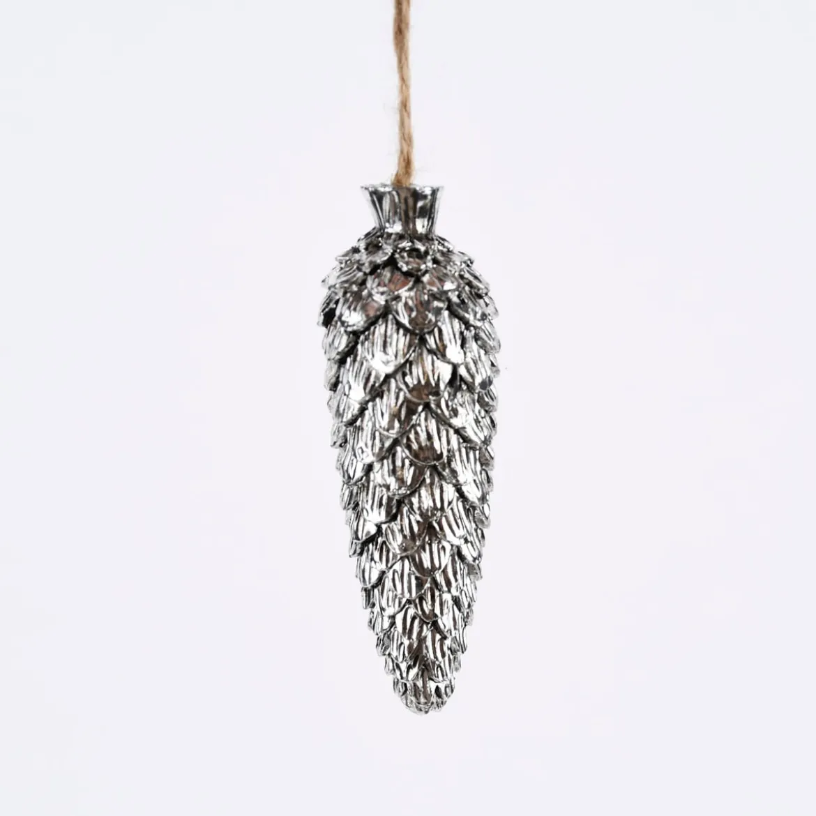 Rico Design Dekohänger Zapfen groß Kunststoff silberfarben 3x8,5cm