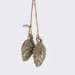 Rico Design Dekohänger Zapfen klein Kunststoff goldfarben 2,5x4cm