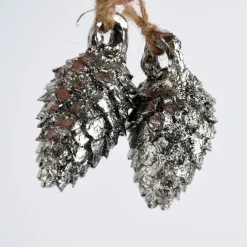 Rico Design Dekohänger Zapfen klein Kunststoff silberfarben 2,5x4cm