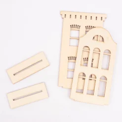 Rico Design Deko Stadthäuser 2er Set Holz natur verschiedene Größen