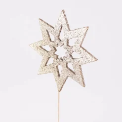 Rico Design Deko Stecker Stern Glitzer Holz goldfarbig 28x6cm (HxB)