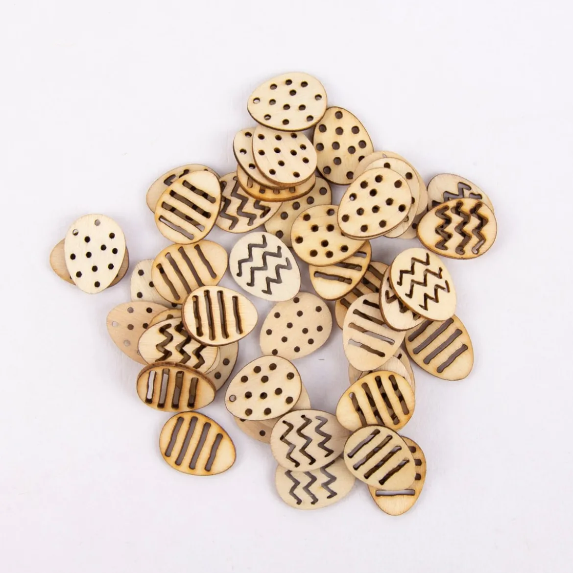 Rico Design Dekostreu Ostereier Holz 48 tlg. natur