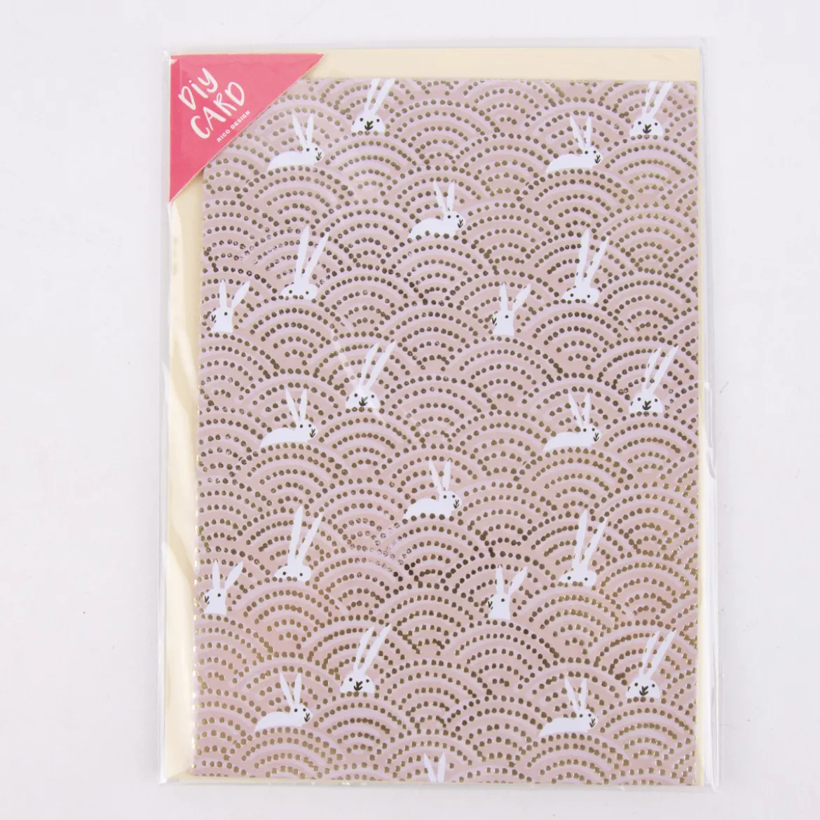 Rico Design DIY Card Hasen im Feld rosa gold 3 tlg.