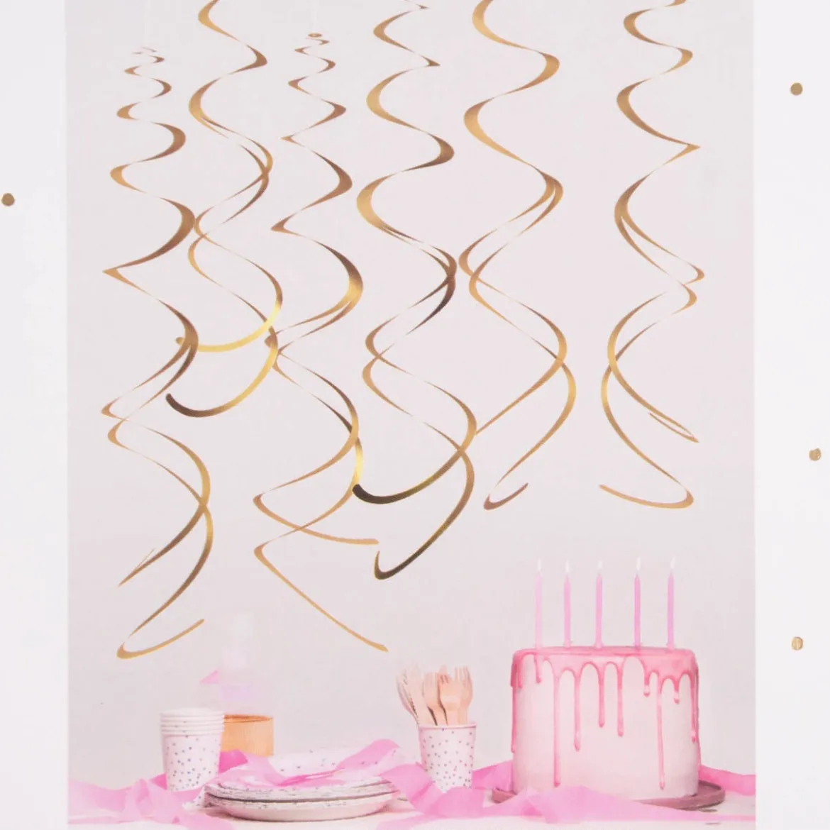Rico Design Doppel Spiral Luftschlangen 6 Stück goldfarbig matt 60cm
