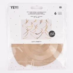 Rico Design Doppel Spiral Luftschlangen 6 Stück goldfarbig matt 60cm