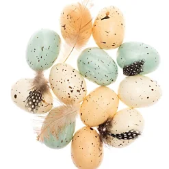 Rico Design Eier Ostereier mit Federn pastell 12Stk