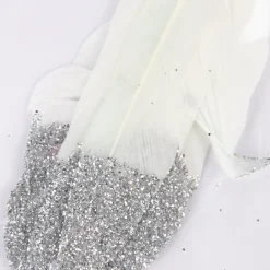 Rico Design Federn klein 6 Stück weiß silber 8cm