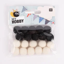Rico Design Filzkugeln schwarz weiß 1,5cm 20 Stück