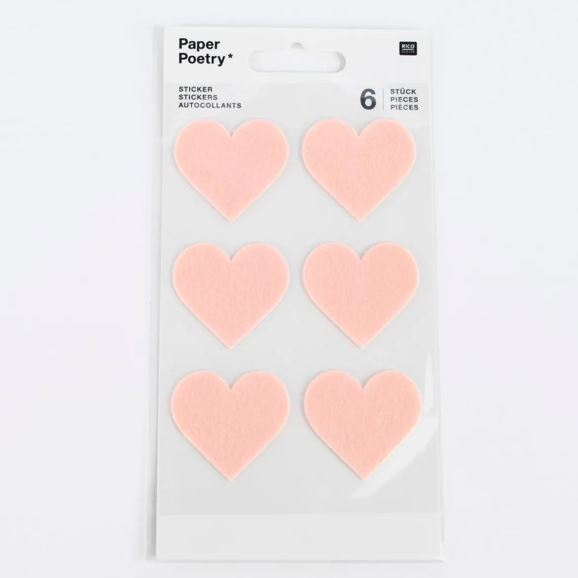 Rico Design Filzsticker Herzen groß 6 Stück verschiedene Farben
