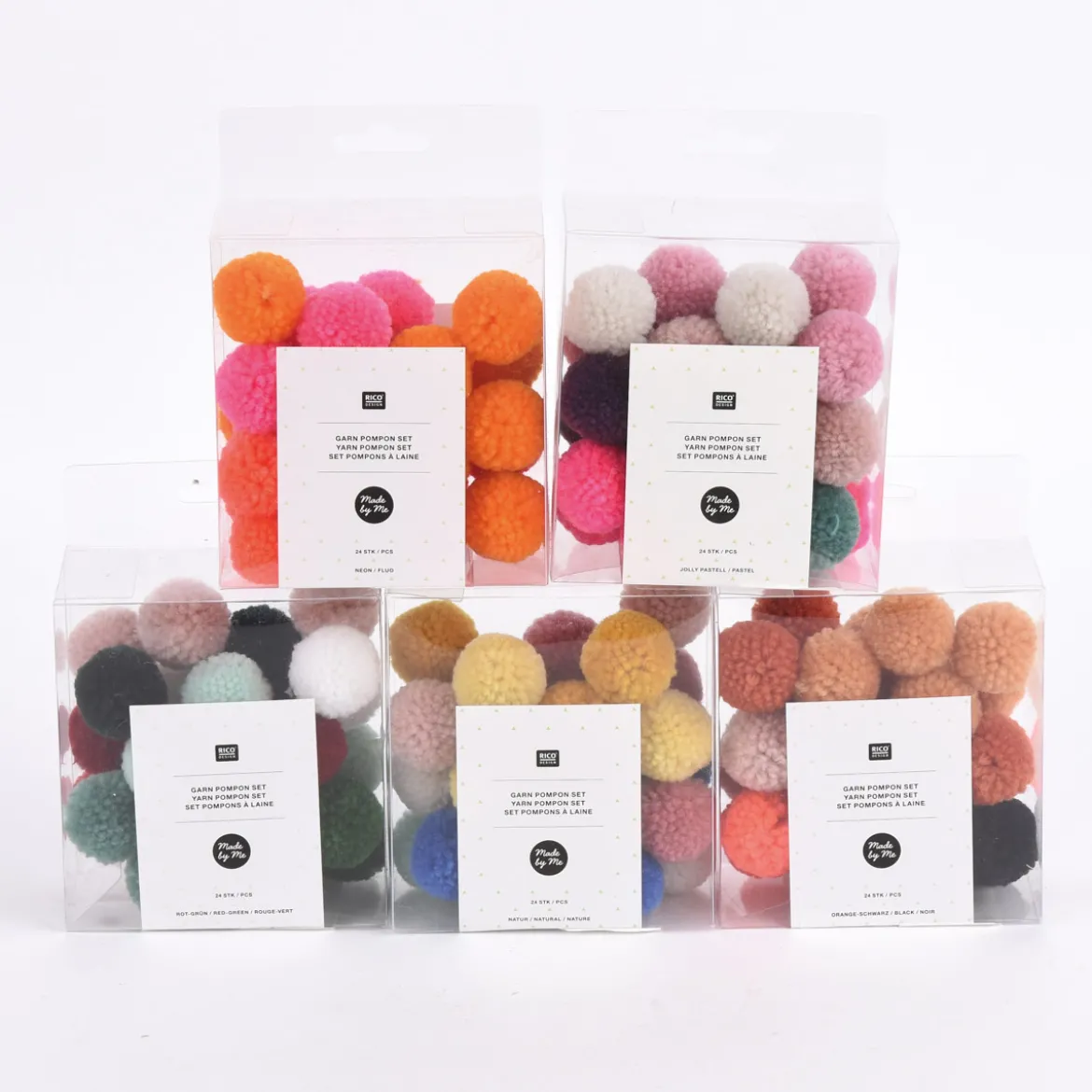 Rico Design Garnpompom Set 24 Stück verschiedene Farbtöne 3cm