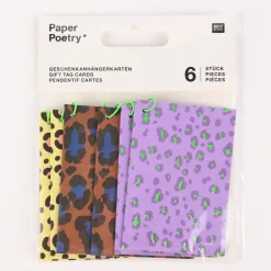 Rico Design Geschenkanhängerkarten Leomuster bunt 6 Stück 5x7,5cm