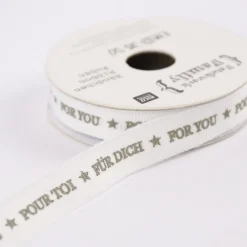Rico Design Geschenkband Für dich weiß grau 10mm