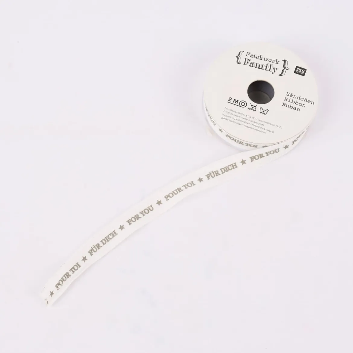 Rico Design Geschenkband Für dich weiß grau 10mm