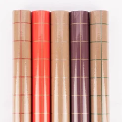 Rico Design Geschenkpapier Rolle Karo Raster 70x200cm natur verschiedene Farben