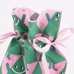 Rico Design Geschenktasche Tannenbäume rosa grün 30x45cm