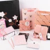 Rico Design Geschenktüte groß Kirschblütengirlande lachs braun rosa 26x32x12cm