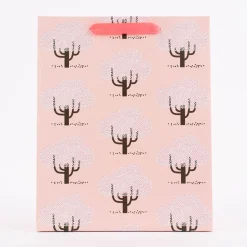 Rico Design Geschenktüte groß Kirschbäume rosa weiß schwarz 26x32x12cm