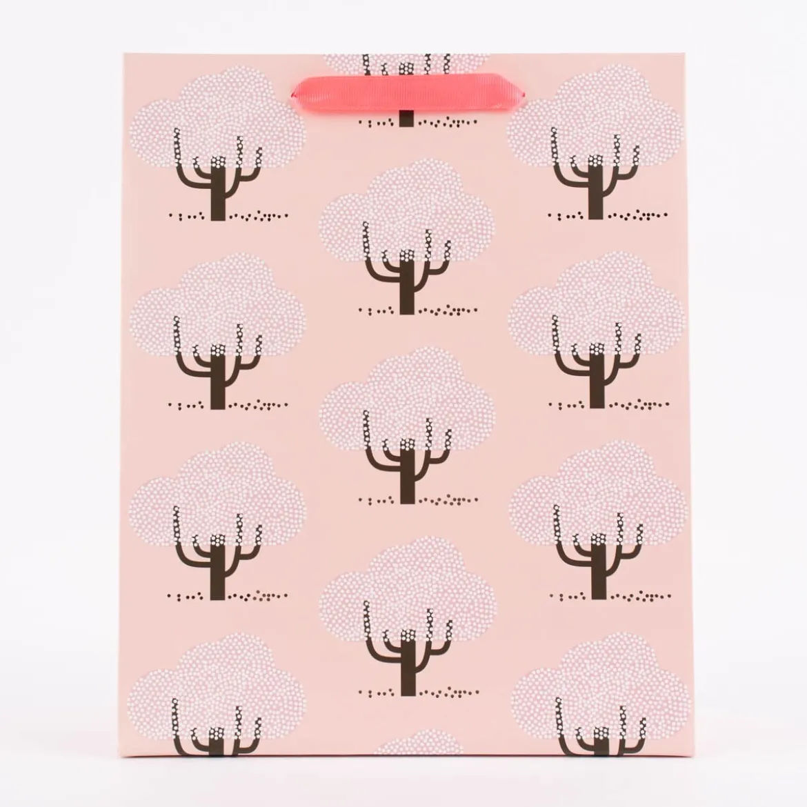 Rico Design Geschenktüte groß Kirschbäume rosa weiß schwarz 26x32x12cm