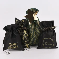 Rico Design Geschenktüte Merry Christmas klein schwarz gold 20x30cm