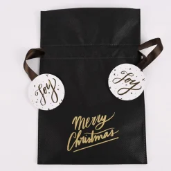 Rico Design Geschenktüte Merry Christmas klein schwarz gold 20x30cm