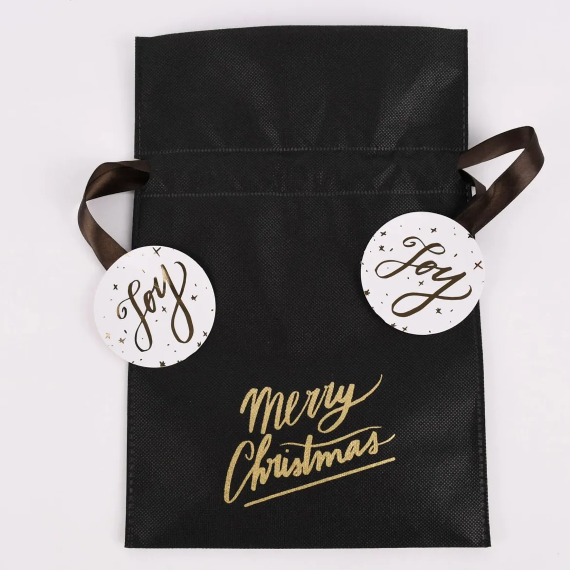 Rico Design Geschenktüte Merry Christmas klein schwarz gold 20x30cm