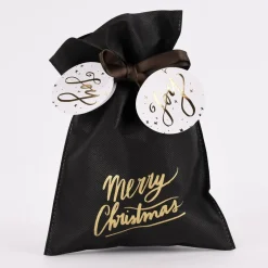 Rico Design Geschenktüte Merry Christmas klein schwarz gold 20x30cm