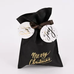 Rico Design Geschenktüte Merry Christmas klein schwarz gold 20x30cm