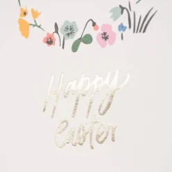 Rico Design Geschenktüte mittel Happy Easter Osterhase Blumenkranz weiß bunt 18x26x12cm