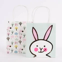 Rico Design Geschenktüte mittel Wonderland Hase Einhorn pastell bunt 2 Stück 18x21x8cm