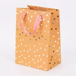 Rico Design Geschenktüte mittel Punkte senfgelb gold 18x26x12cm