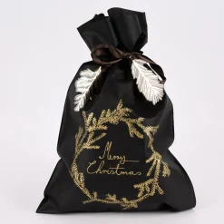Rico Design Geschenktüte Nostalgic Christmas Kranz groß schwarz gold 30x45cm