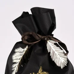 Rico Design Geschenktüte Nostalgic Christmas Kranz groß schwarz gold 30x45cm