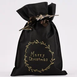 Rico Design Geschenktüte Nostalgic Christmas Kranz klein schwarz gold 20x30cm