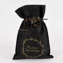 Rico Design Geschenktüte Nostalgic Christmas Kranz klein schwarz gold 20x30cm