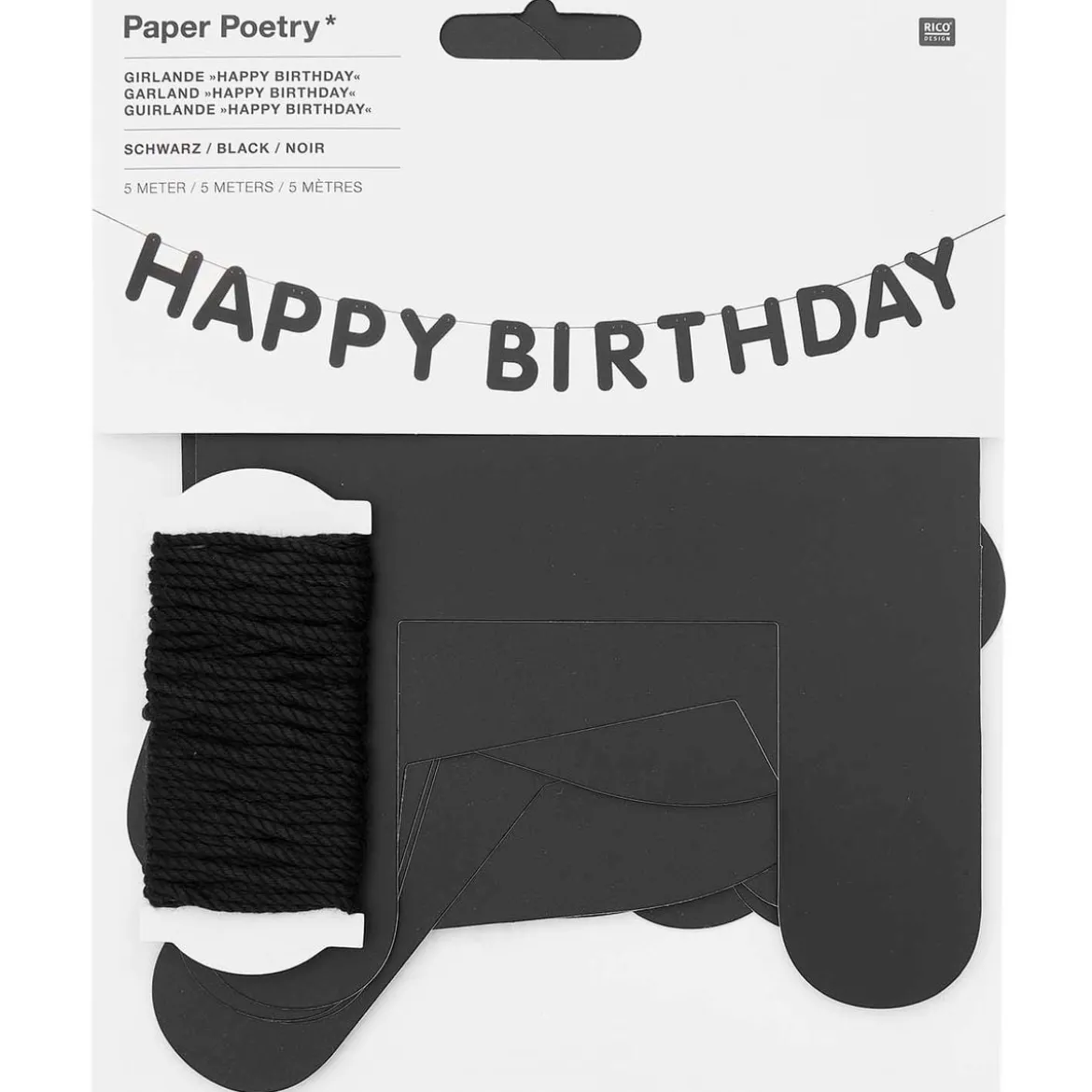 Rico Design Girlande Happy Birthday Papier 5 Meter verschiedene Farben