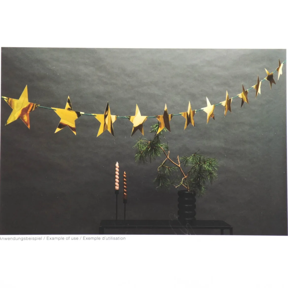 Rico Design Girlande Sterne Papier goldfarbig 3 Meter