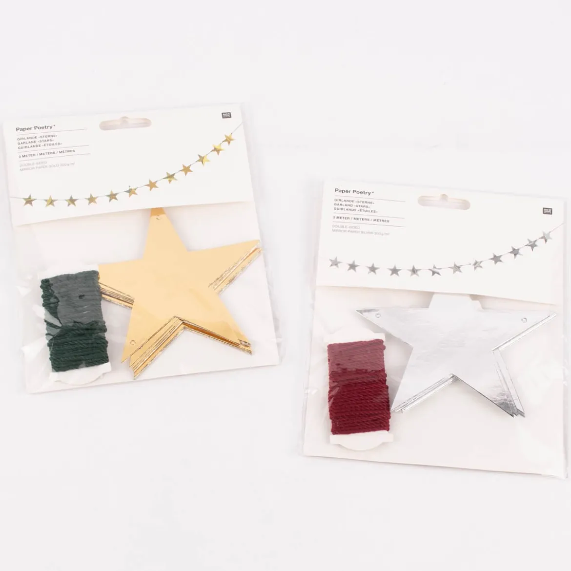 Rico Design Girlande Sterne Papier goldfarbig 3 Meter
