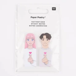 Rico Design Haftnotizen Manga Mädchen und Junge mit Herz 2er Set 2x6cm