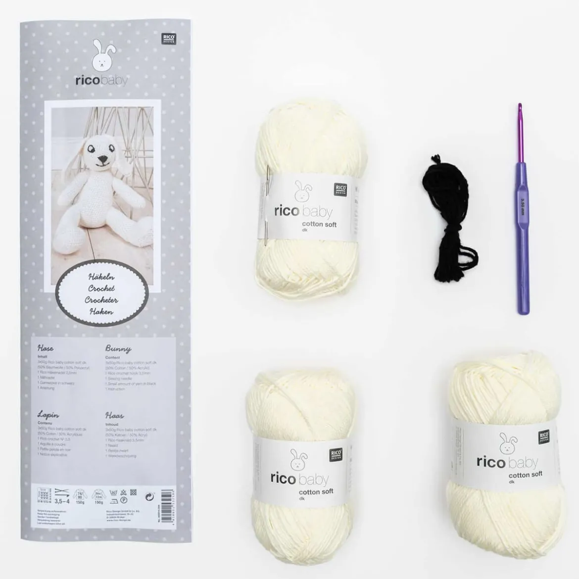 Rico Design Häkelset Hase Lenny weiß 5tlg