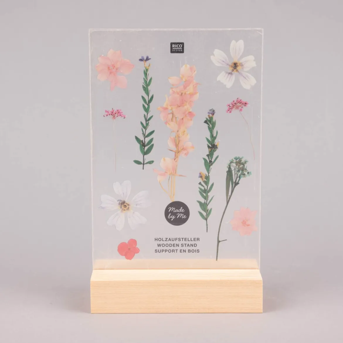 Rico Design Holzaufsteller mit doppelter Acrylscheibe natur farblos 10x16cm