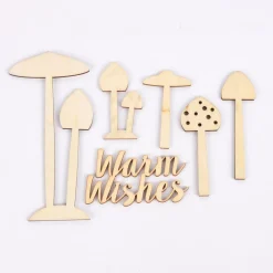 Rico Design Holzdeko-Set Pilze für XL-Dekohaube 6teilig naturbelassen