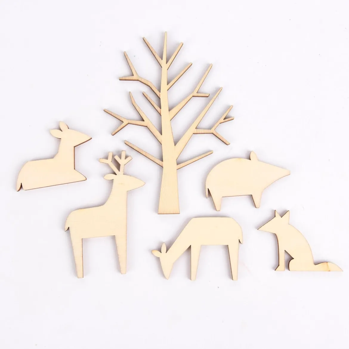 Rico Design Holzdeko-Set Waldtiere groß 6teilig naturbelassen