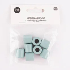 Rico Design Holzkugeln Makramee gebohrt zylinderförmig 8 Stück türkis 1,7x1,7cm