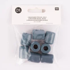 Rico Design Holzkugeln Makramee gebohrt zylinderförmig 8 Stück petrol 1,7x1,7cm