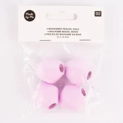 Rico Design Holzkugeln Makramee gebohrt diamantförmig 4 Stück rosa 3x3cm