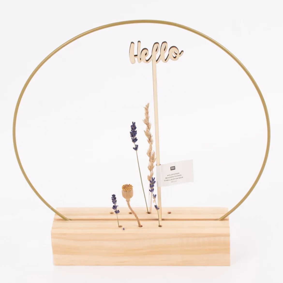Rico Design Holzstecker Hello natur 22x5cm