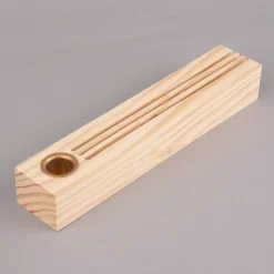 Rico Design Holzständer für Metallringe und Postkarten mit Kerzenhalter Holz natur 26x5x4cm