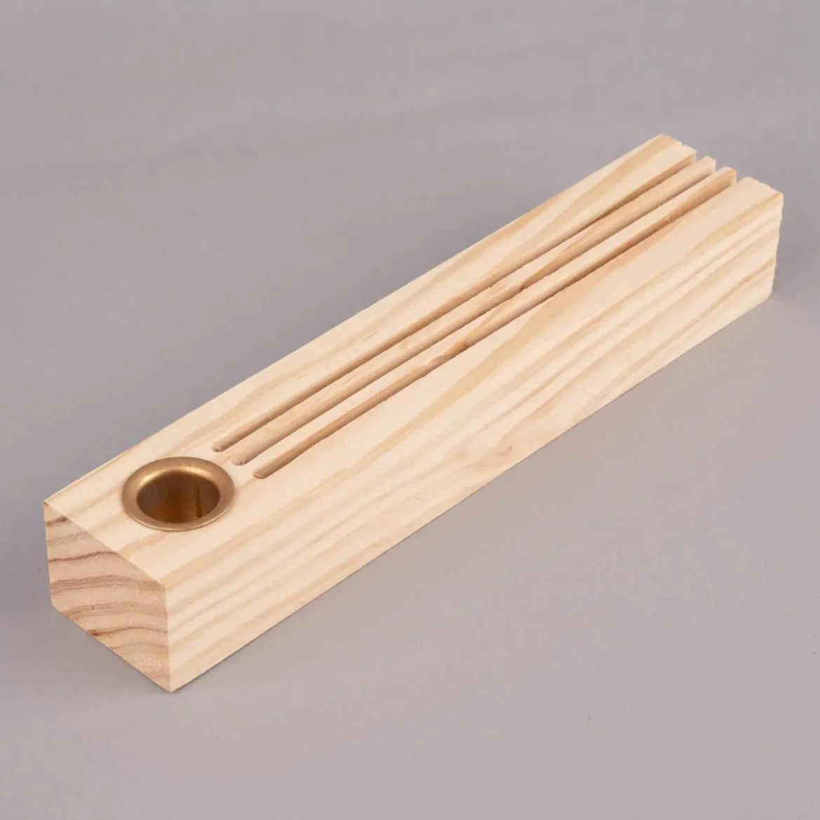 Rico Design Holzständer für Metallringe und Postkarten mit Kerzenhalter Holz natur 26x5x4cm