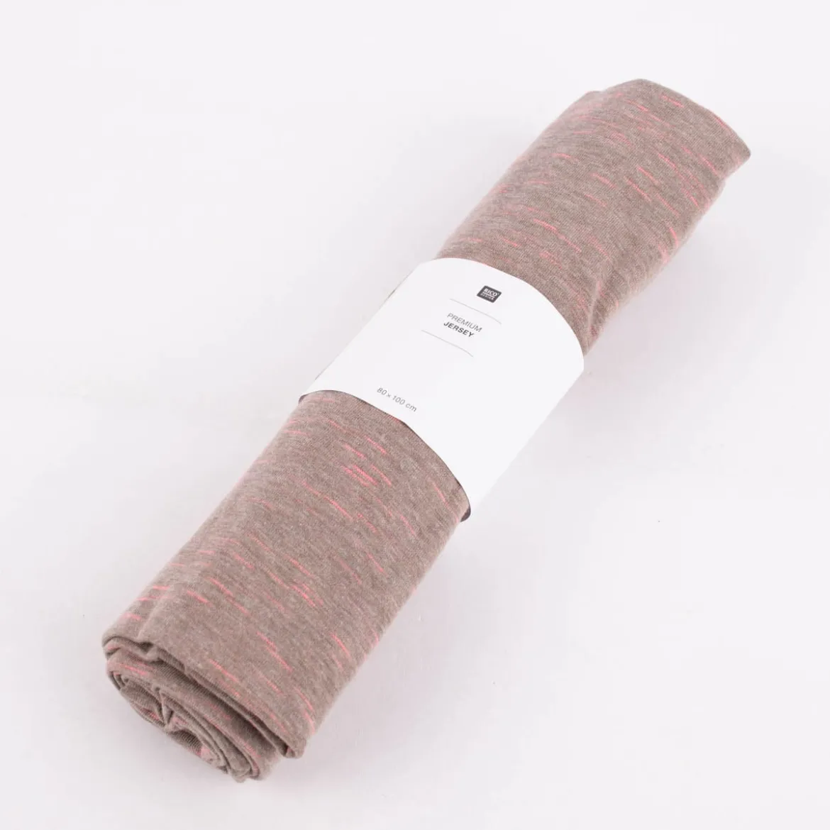 Rico Design Jersey Stoffabschnitt meliert taupe pink 80x100cm