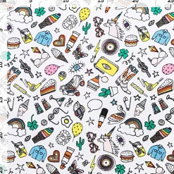 Rico Design Jersey Stoffabschnitt Comic Icons weiß bunt 70x100cm